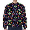 Colorful Halloween Party Pattern Print Zip Sleeve Bomber Jacket