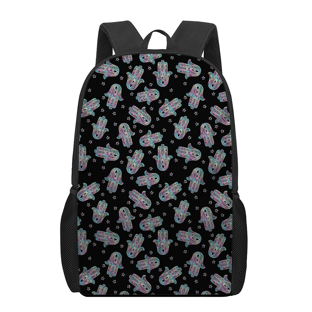 Colorful Hamsa Hand Print 17 Inch Backpack