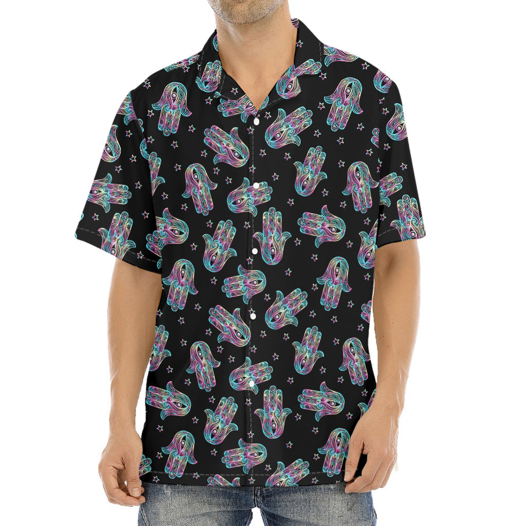 Colorful Hamsa Hand Print Aloha Shirt