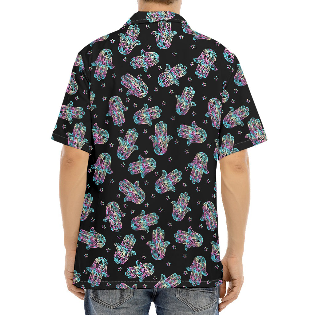 Colorful Hamsa Hand Print Aloha Shirt