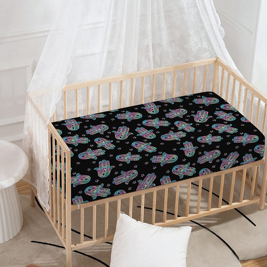 Colorful Hamsa Hand Print Baby Crib Sheet