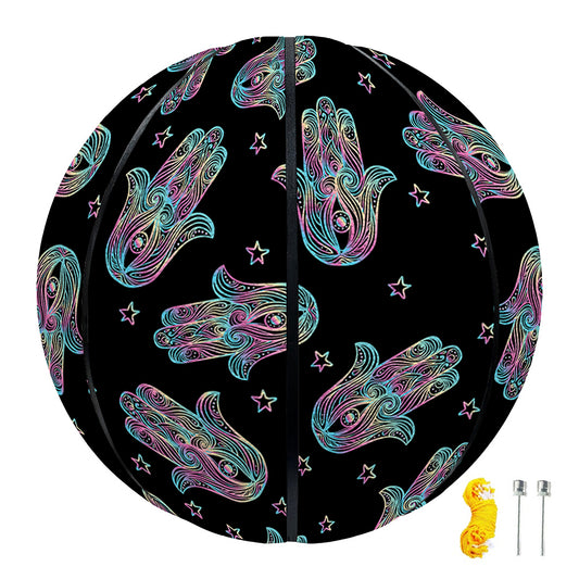 Colorful Hamsa Hand Print Basketball