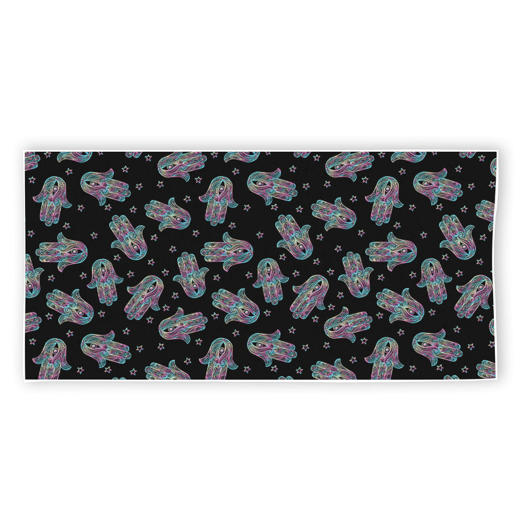 Colorful Hamsa Hand Print Beach Towel