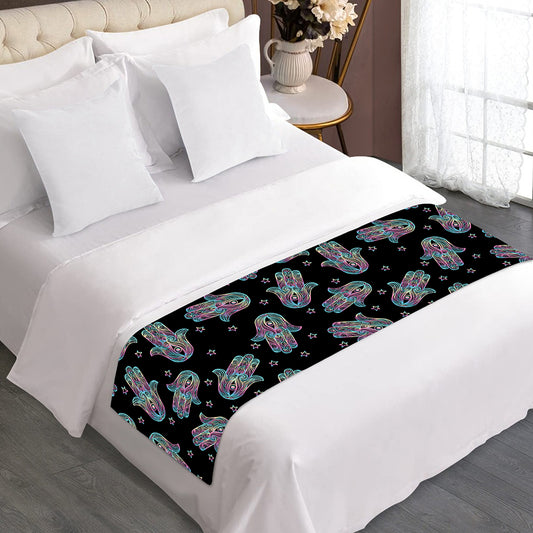 Colorful Hamsa Hand Print Bed Runner