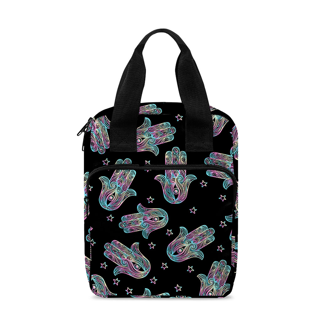 Colorful Hamsa Hand Print Bible Tote Bag