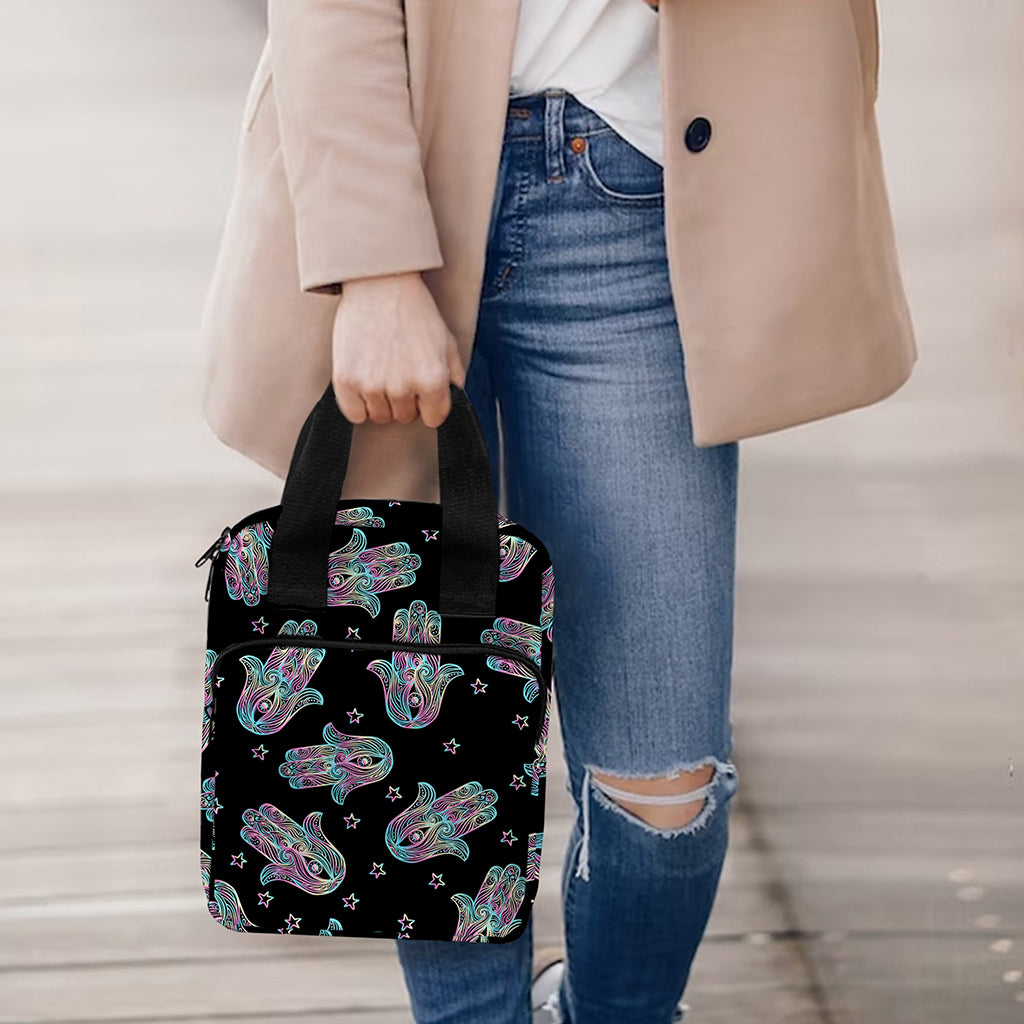 Colorful Hamsa Hand Print Bible Tote Bag