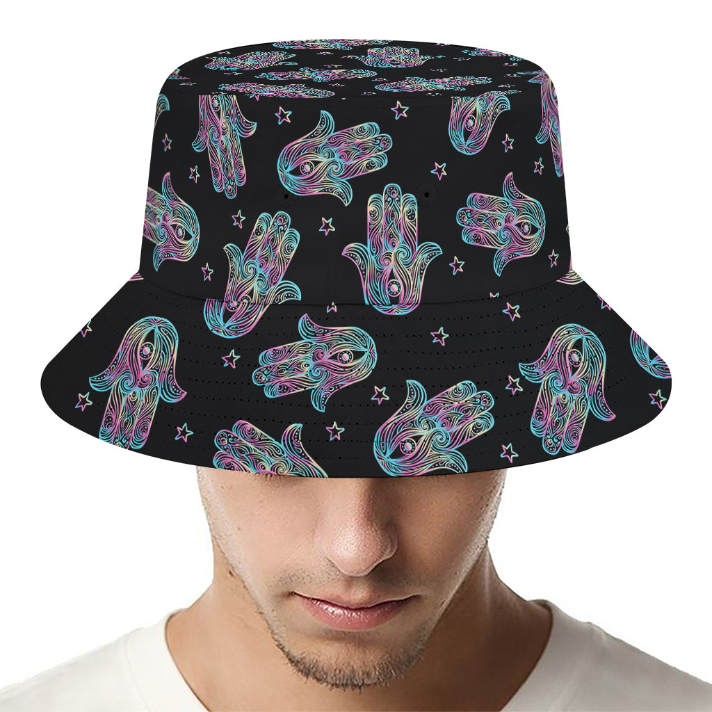 Colorful Hamsa Hand Print Bucket Hat