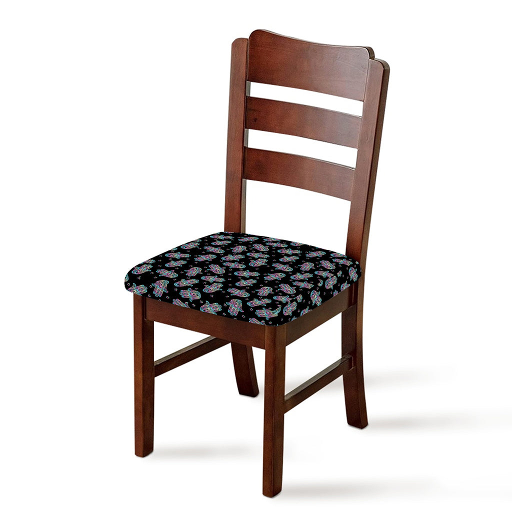 Colorful Hamsa Hand Print Chair Cushion Cover