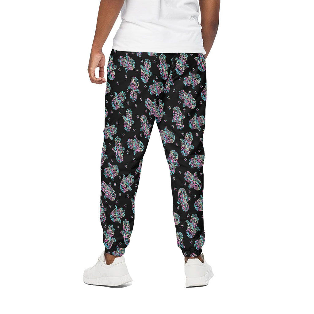 Colorful Hamsa Hand Print Cotton Pants