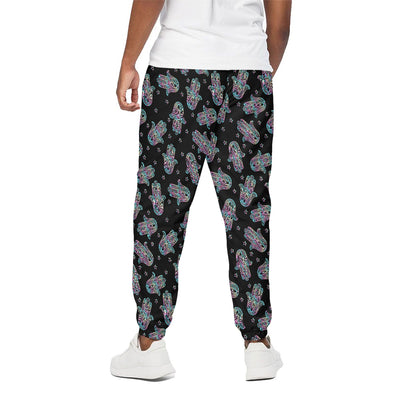 Colorful Hamsa Hand Print Cotton Pants