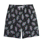 Colorful Hamsa Hand Print Cotton Shorts