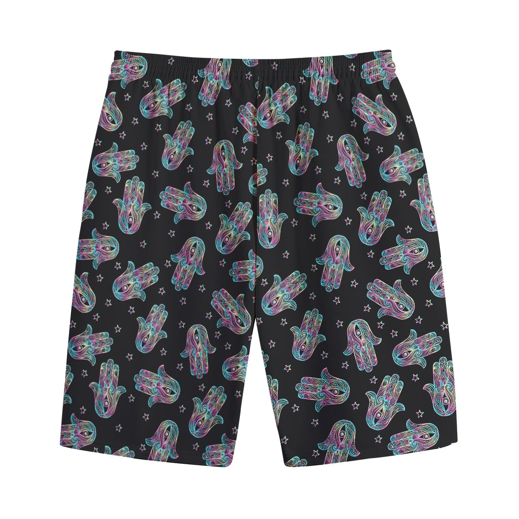 Colorful Hamsa Hand Print Cotton Shorts
