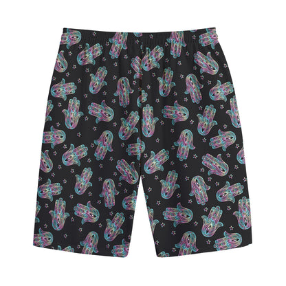 Colorful Hamsa Hand Print Cotton Shorts