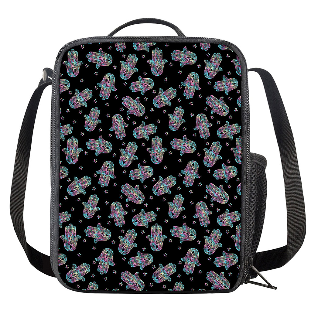 Colorful Hamsa Hand Print Crossbody Lunch Bag