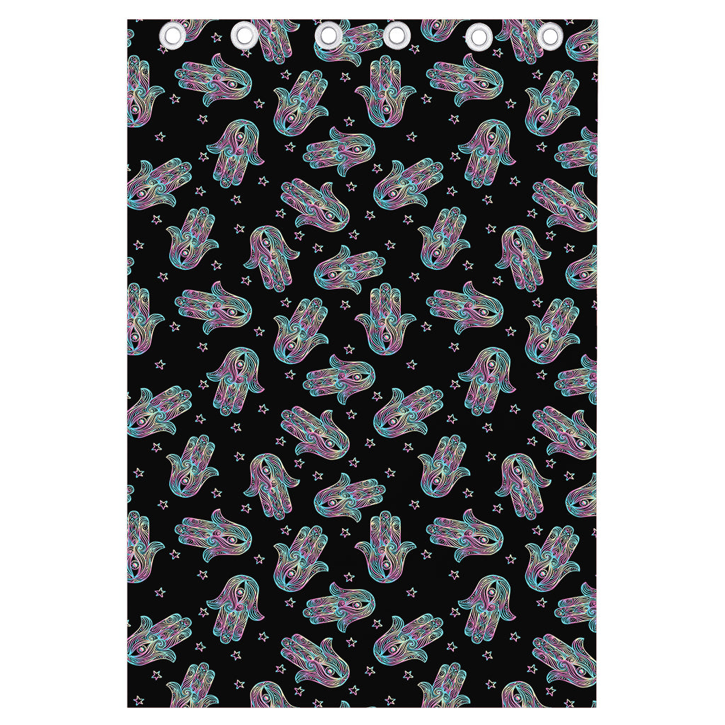 Colorful Hamsa Hand Print Curtain