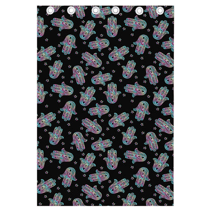 Colorful Hamsa Hand Print Curtain