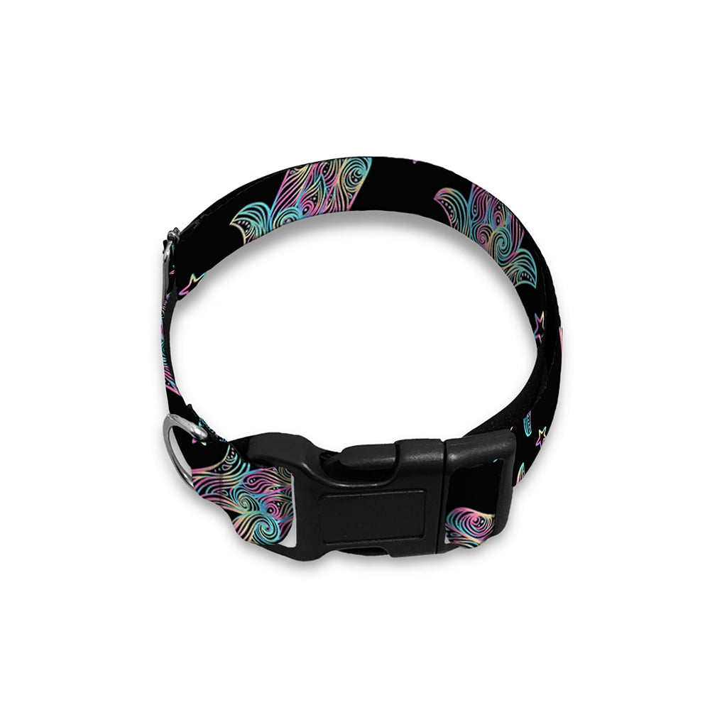Colorful Hamsa Hand Print Dog Collar
