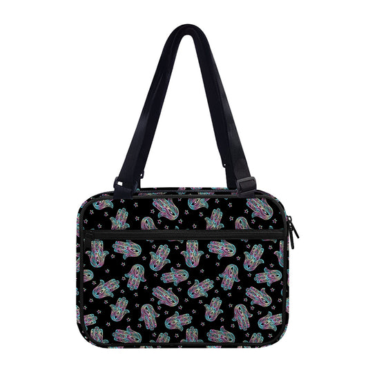Colorful Hamsa Hand Print Double Strap Bible Bag