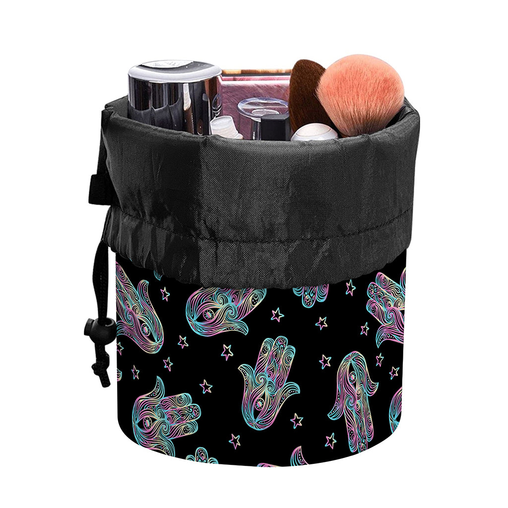 Colorful Hamsa Hand Print Drawstring Makeup Bag