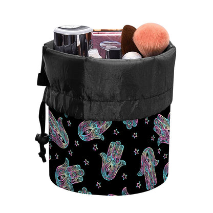 Colorful Hamsa Hand Print Drawstring Makeup Bag