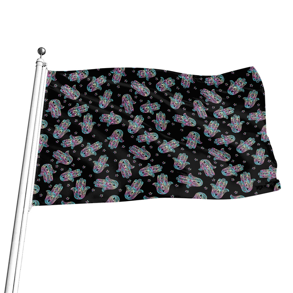 Colorful Hamsa Hand Print Flag