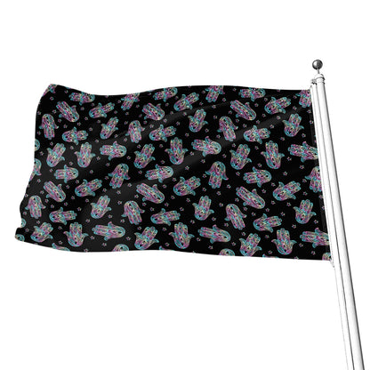 Colorful Hamsa Hand Print Flag