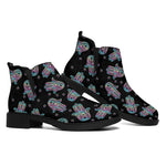 Colorful Hamsa Hand Print Flat Ankle Boots