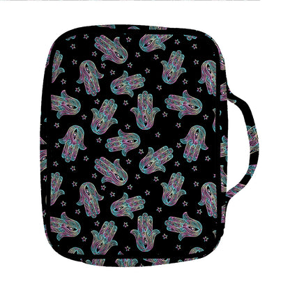 Colorful Hamsa Hand Print Front Pocket Bible Bag