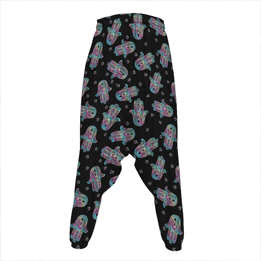 Colorful Hamsa Hand Print Hammer Pants