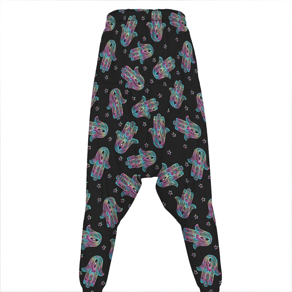 Colorful Hamsa Hand Print Hammer Pants