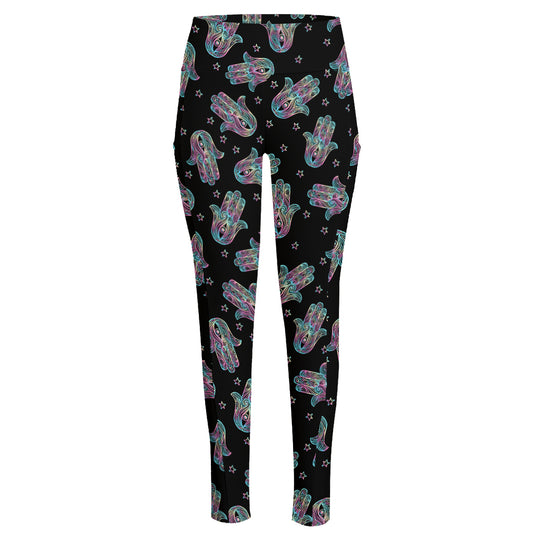 Colorful Hamsa Hand Print High-Waisted Pocket Leggings