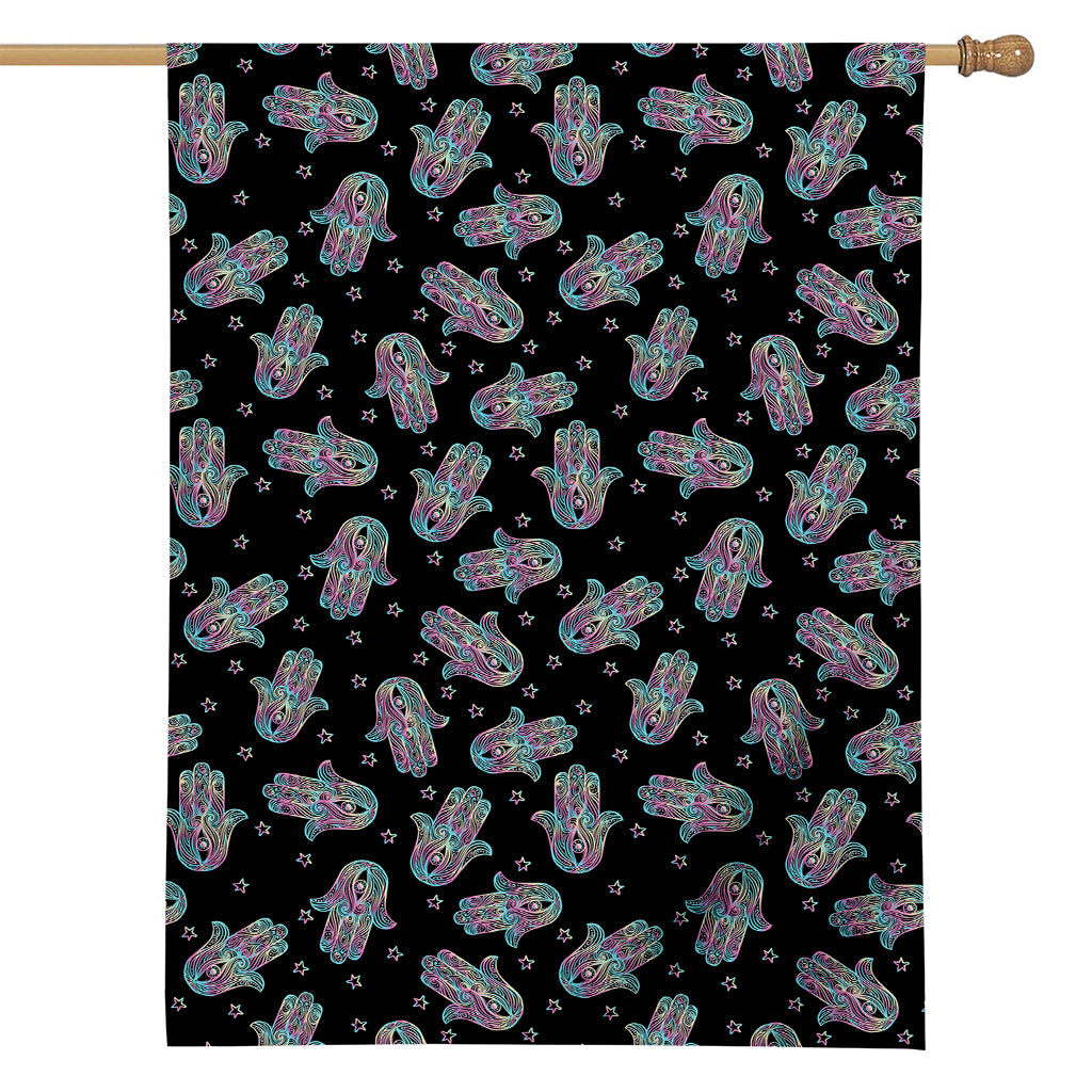 Colorful Hamsa Hand Print House Flag