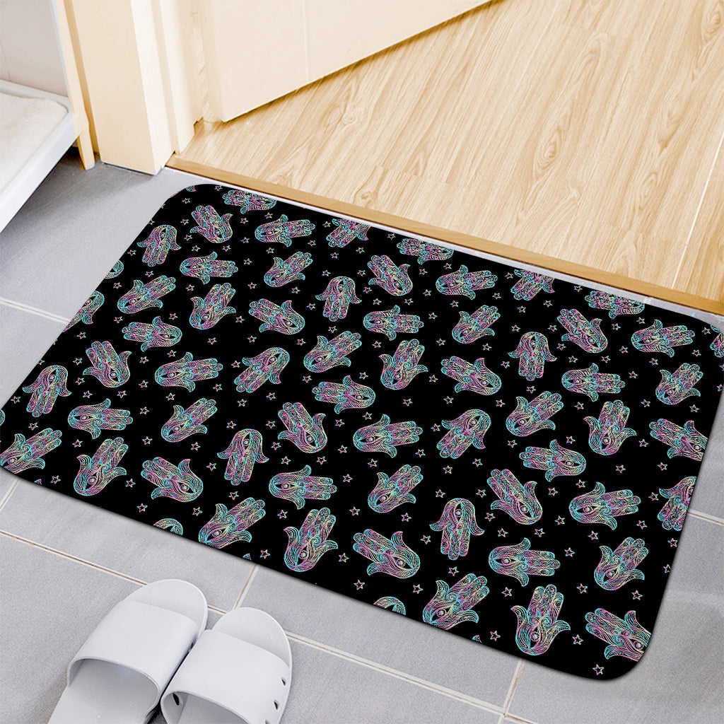 Colorful Hamsa Hand Print Indoor Door Mat