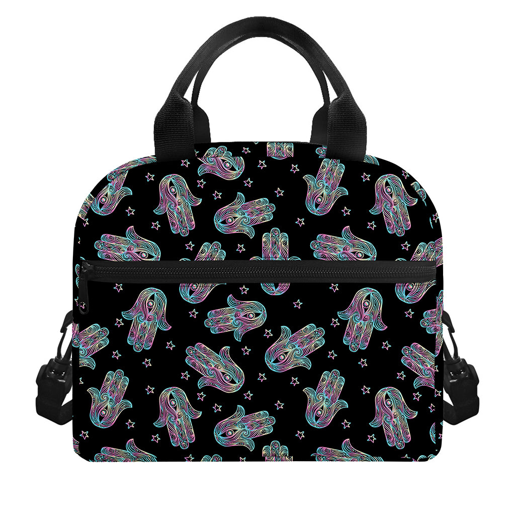 Colorful Hamsa Hand Print Insulated Lunch Bag