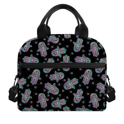 Colorful Hamsa Hand Print Insulated Lunch Bag
