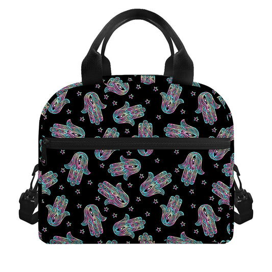 Colorful Hamsa Hand Print Insulated Lunch Bag
