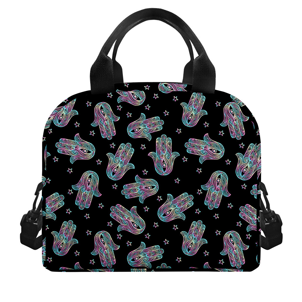 Colorful Hamsa Hand Print Insulated Lunch Bag