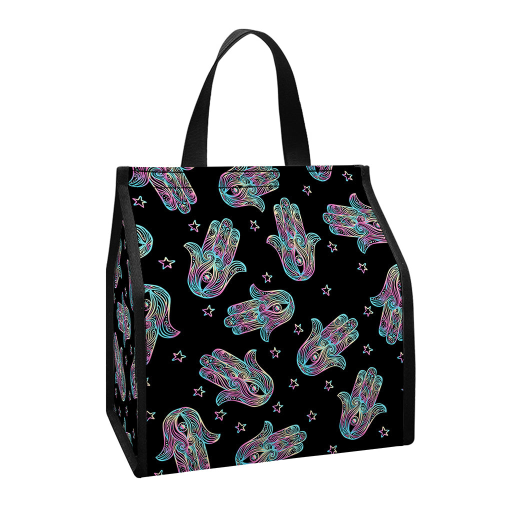 Colorful Hamsa Hand Print Insulated Lunch Tote