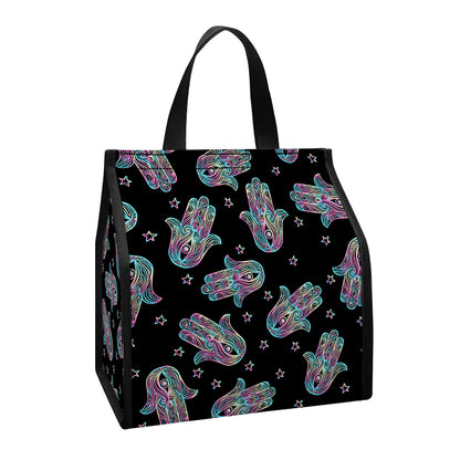 Colorful Hamsa Hand Print Insulated Lunch Tote