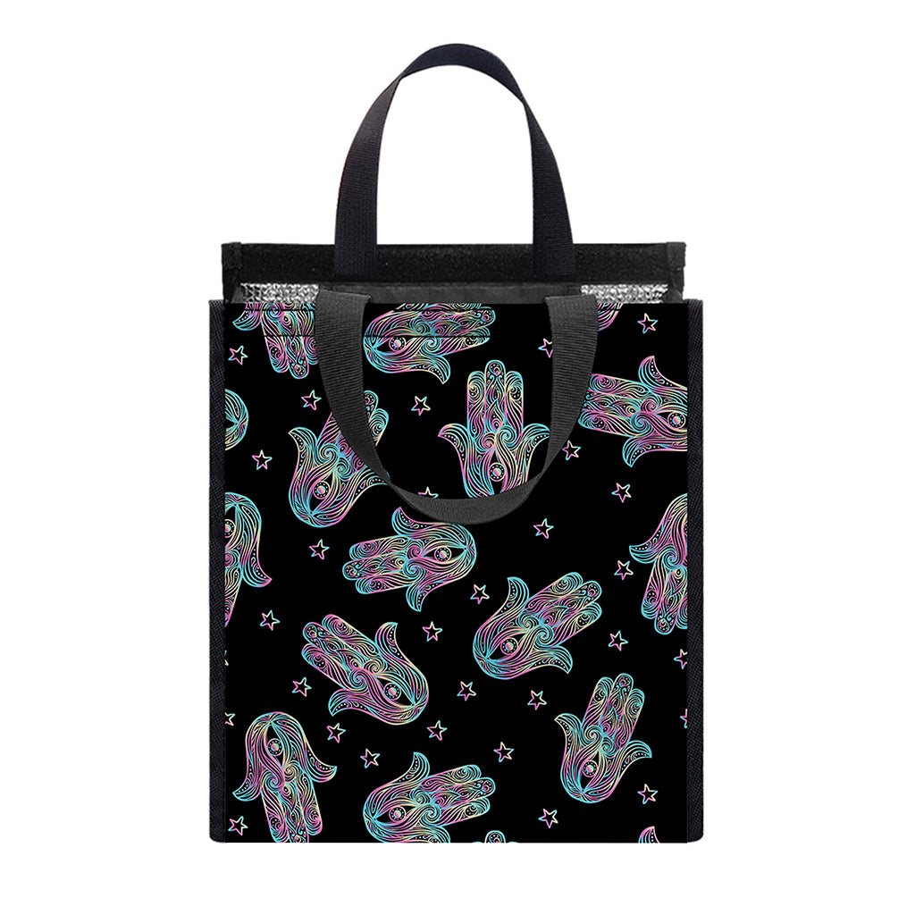 Colorful Hamsa Hand Print Insulated Lunch Tote