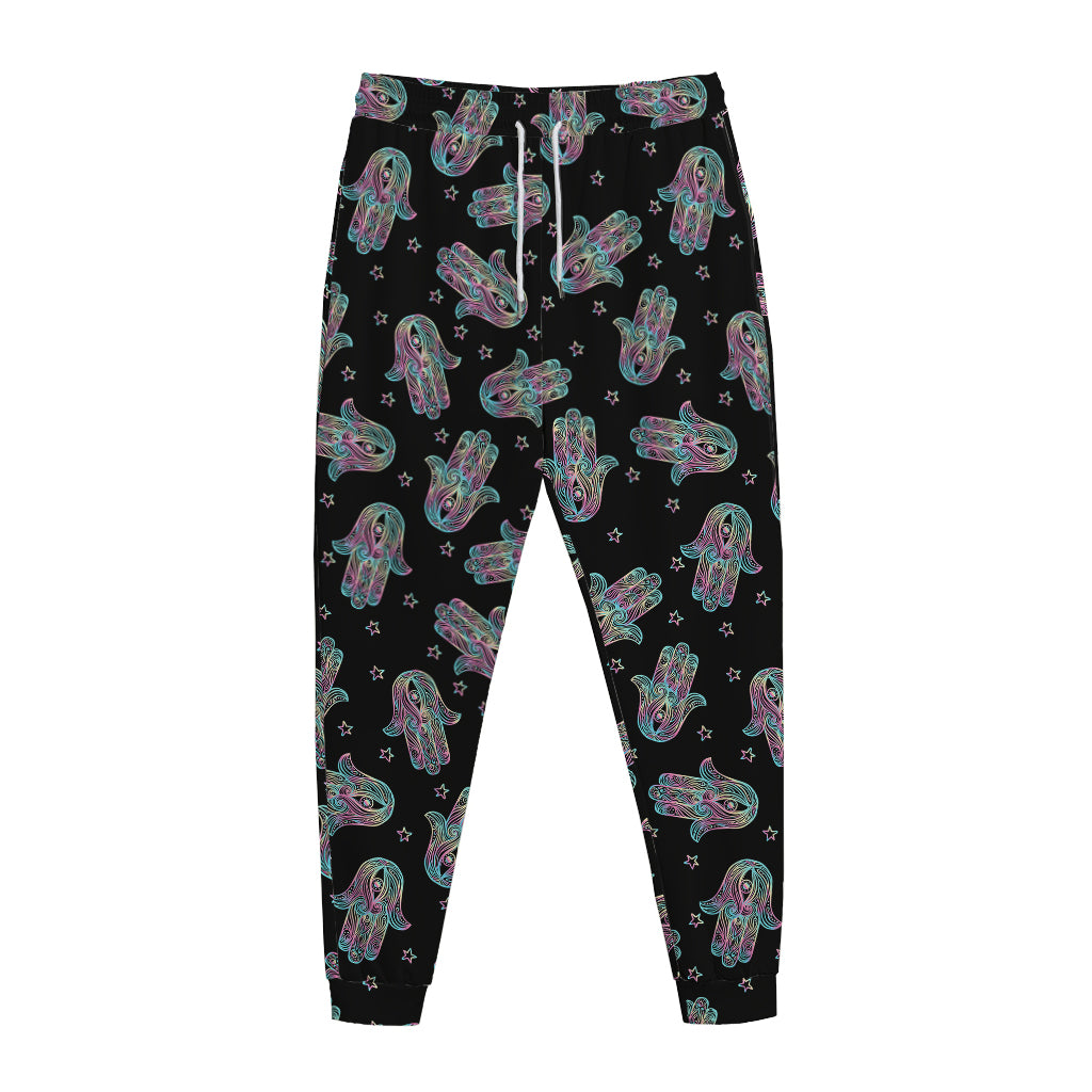 Colorful Hamsa Hand Print Jogger Pants