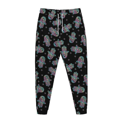 Colorful Hamsa Hand Print Jogger Pants