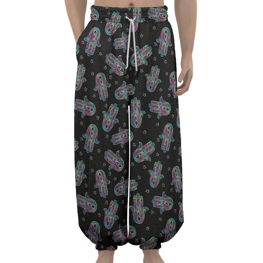 Colorful Hamsa Hand Print Lantern Pants