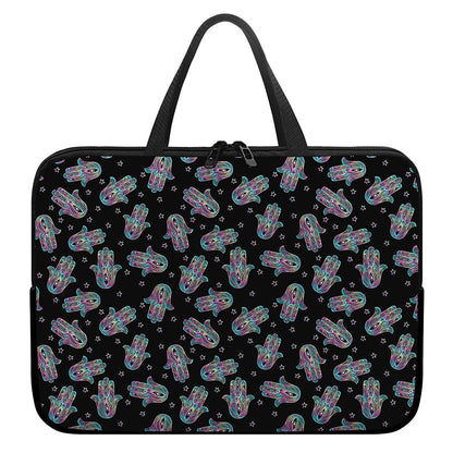 Colorful Hamsa Hand Print Laptop Sleeve With Handle