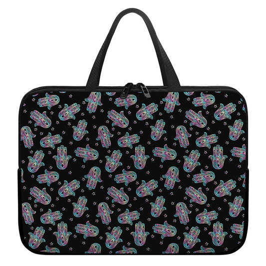 Colorful Hamsa Hand Print Laptop Sleeve With Handle