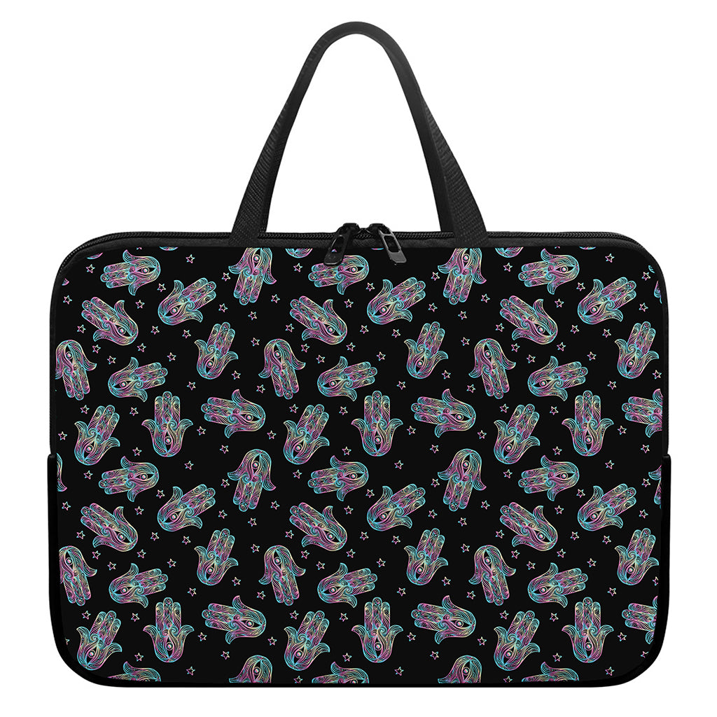 Colorful Hamsa Hand Print Laptop Sleeve With Handle