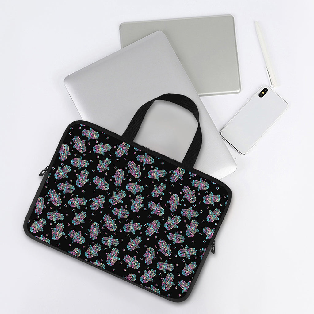 Colorful Hamsa Hand Print Laptop Sleeve With Handle