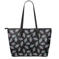 Colorful Hamsa Hand Print Leather Tote Bag With Zipper