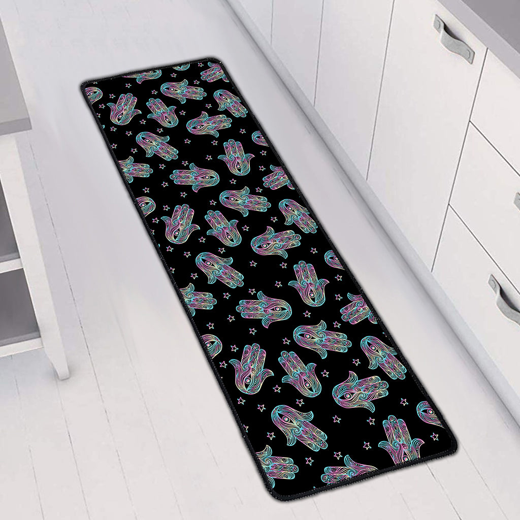 Colorful Hamsa Hand Print Long Kitchen Mat