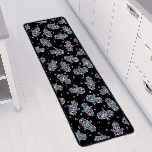 Colorful Hamsa Hand Print Long Kitchen Mat